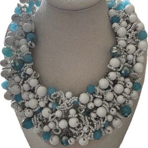 Aldo White and Blue Beaded Necklace